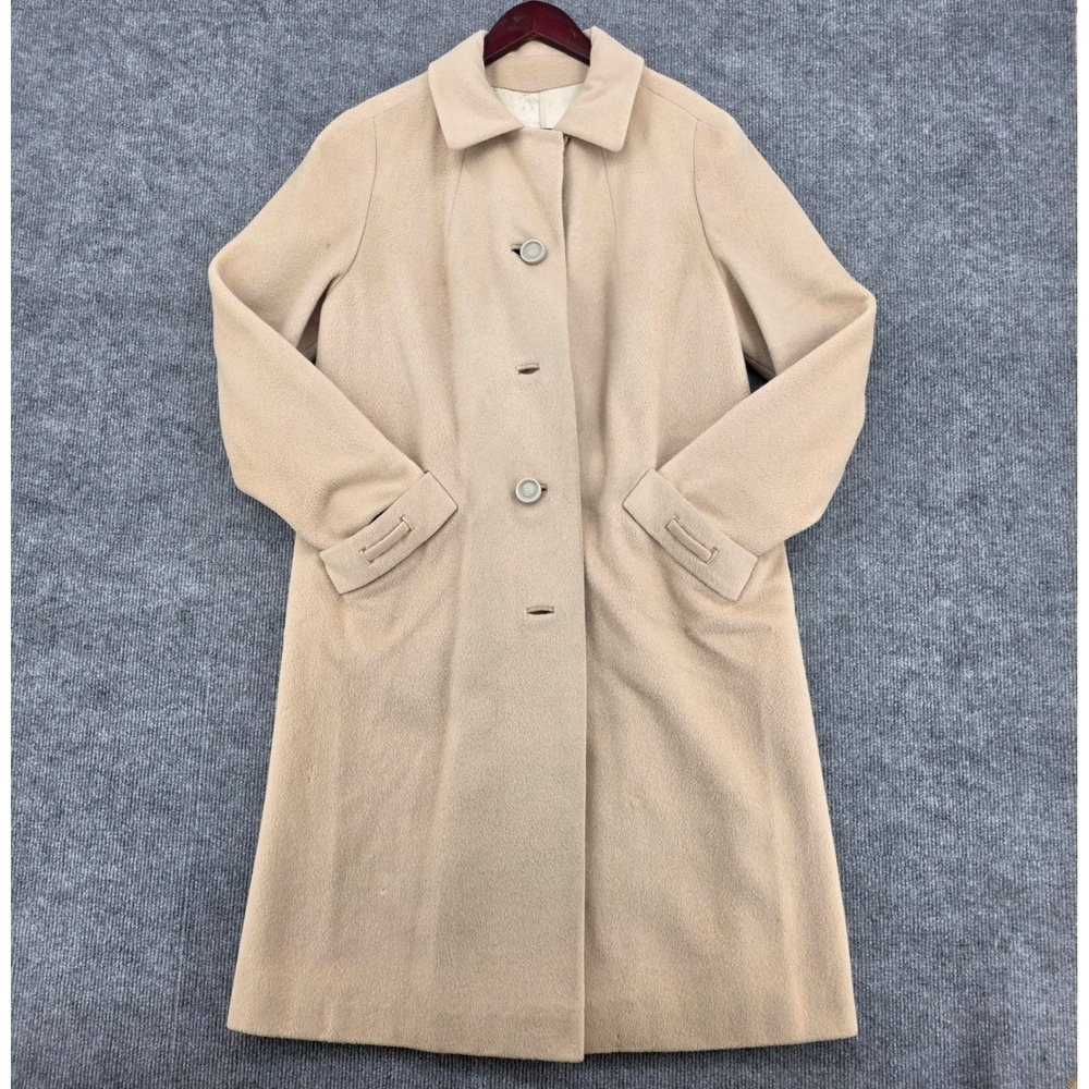 Vintage JJ O'Donnell 100% Pure Cashmere Coat Beige Tan ILGWU Longline Overcoat